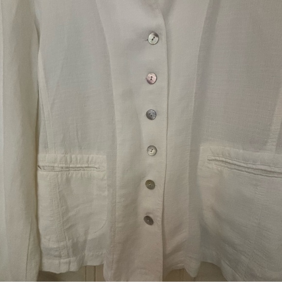 EILEEN FISHER Creamy linen blend boxy jacket w/ Mandarin collar Long sleeves PL - Picture 7 of 16